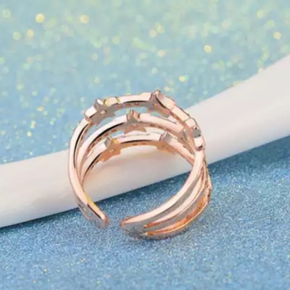18K ROSE GOLD DIAMOND MULTI LAYER ADJUSTABLE RING - Picture 5 of 7